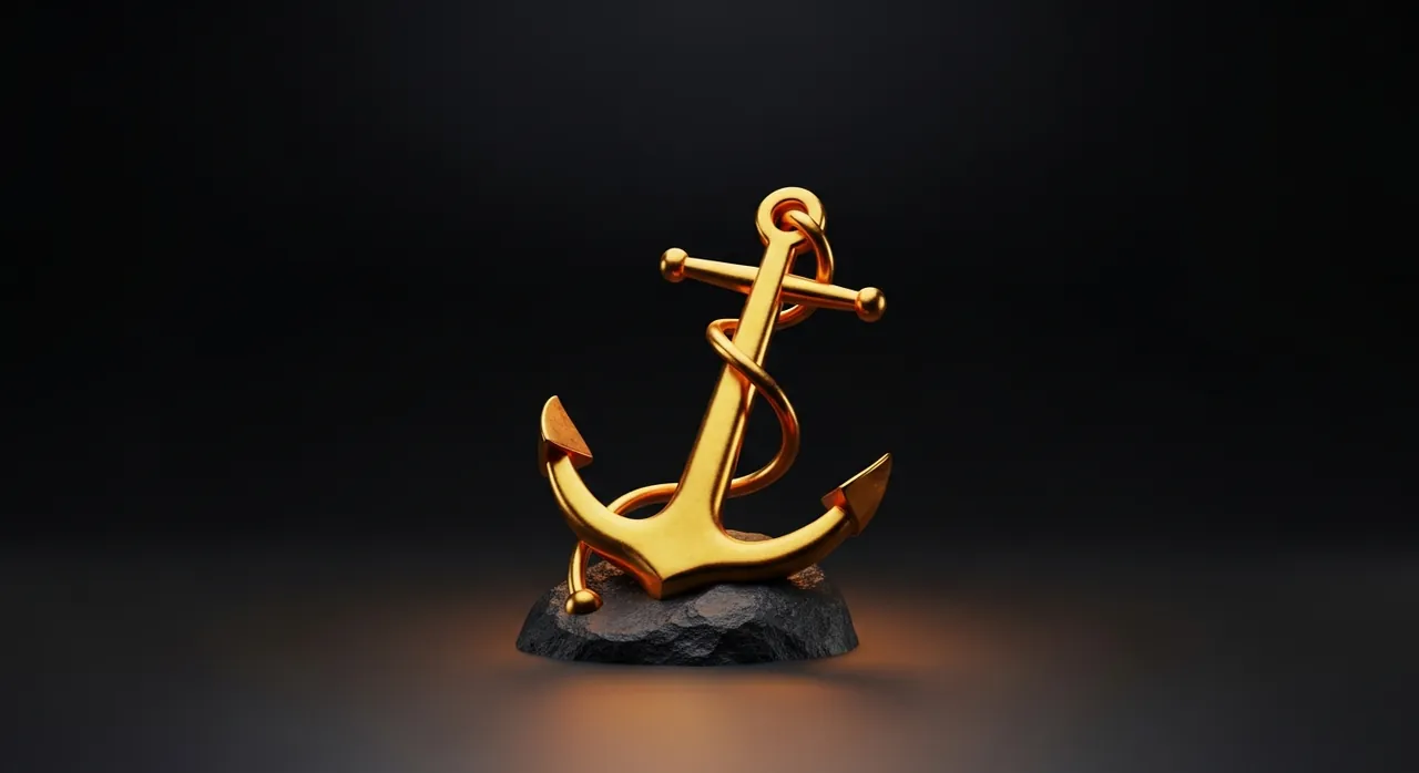 A golden anchor embedded in stone, representing a price anchored to value