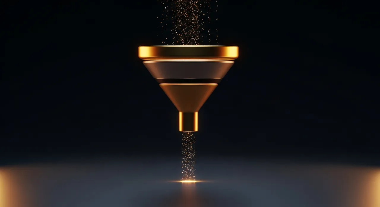 A funnel channeling attention down into a single booked call